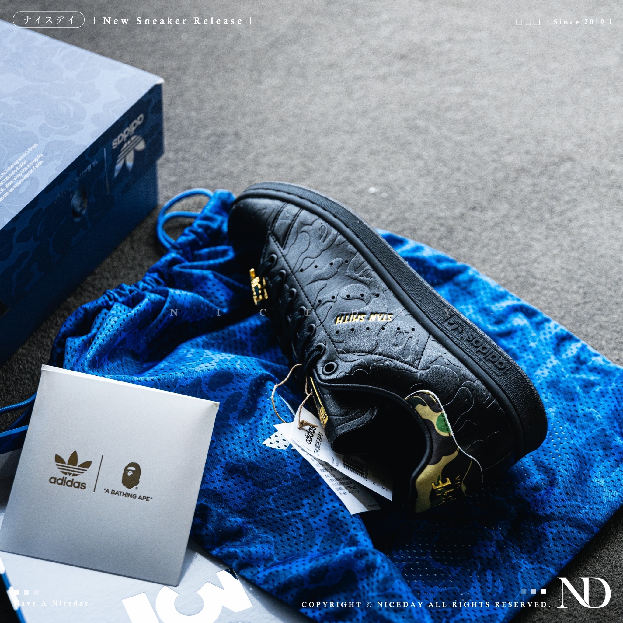 NICEDAY 代購 BAPE x adidas Stan Smith 30th 三十週年 聯名款 黑 白 IG1115 IG1116