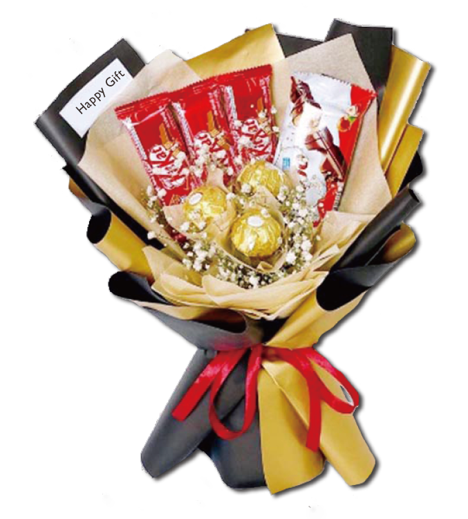 混款金莎巧克力條零食花束,桃園花店,桃園花束,桃園幸福禮物花店,桃園婚禮小物,mix-chocolate-bar-bouquet