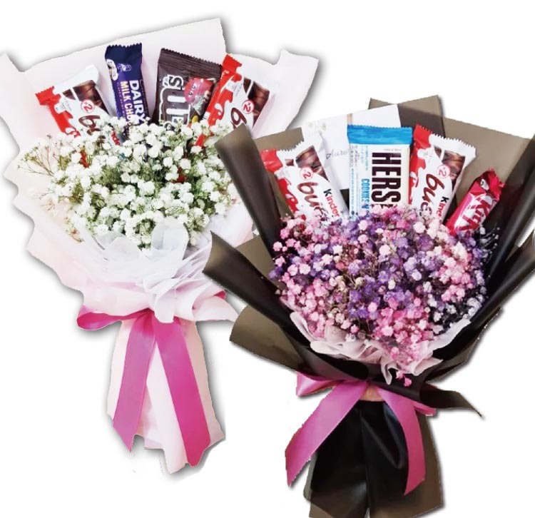 混款金莎巧克力條零食滿天星花束,桃園花店,桃園花束,桃園幸福禮物花店,桃園婚禮小物,mix-chocolate-bar-bouquet