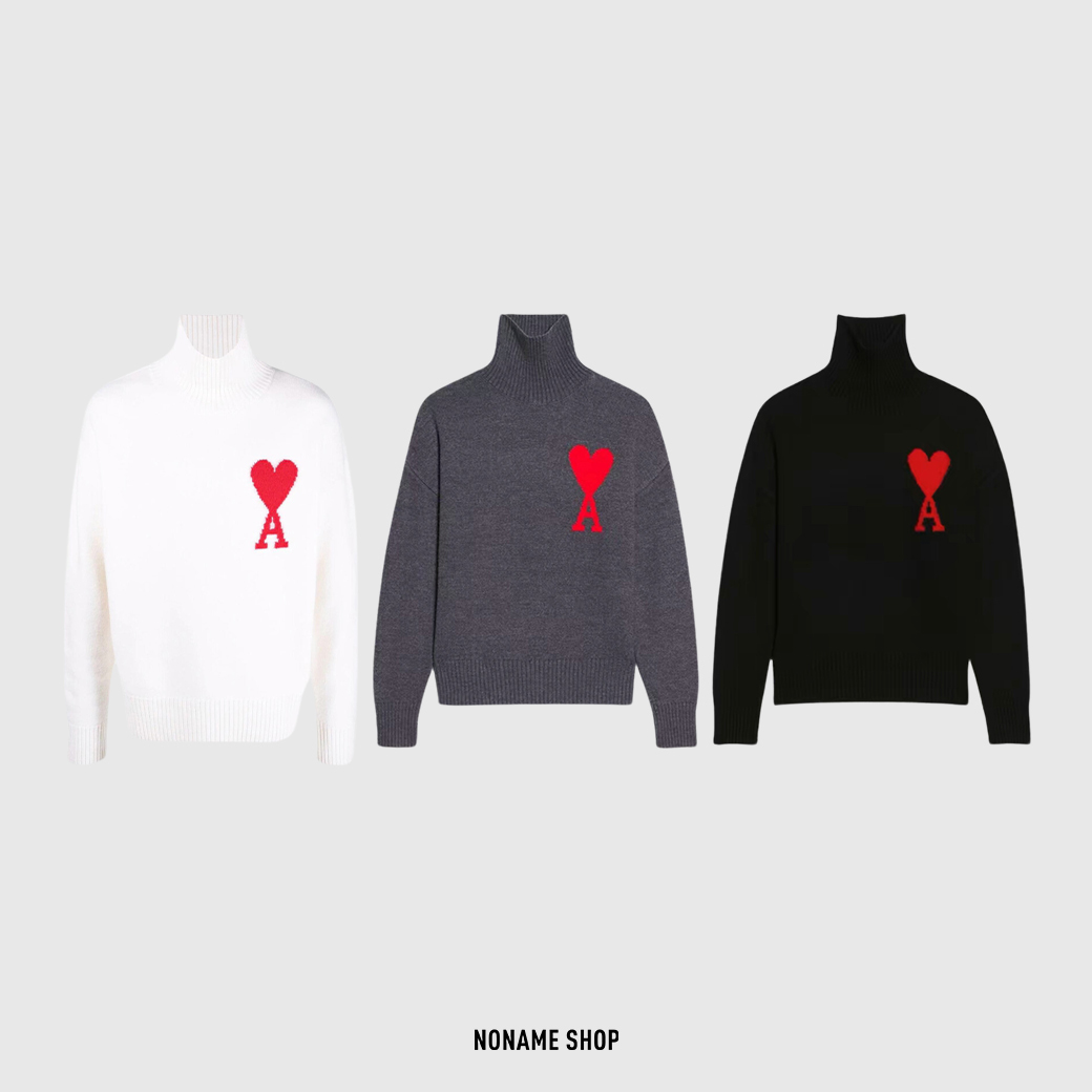 AMI PARIS 經典 LOGO 愛心 高領 針織 毛衣 三色 (男款)