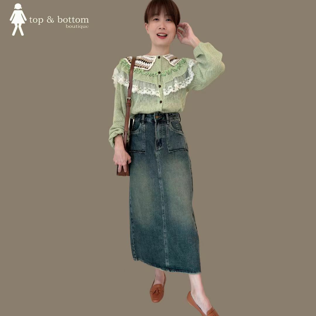 VINTAGE DENIM PENCIL SKIRT