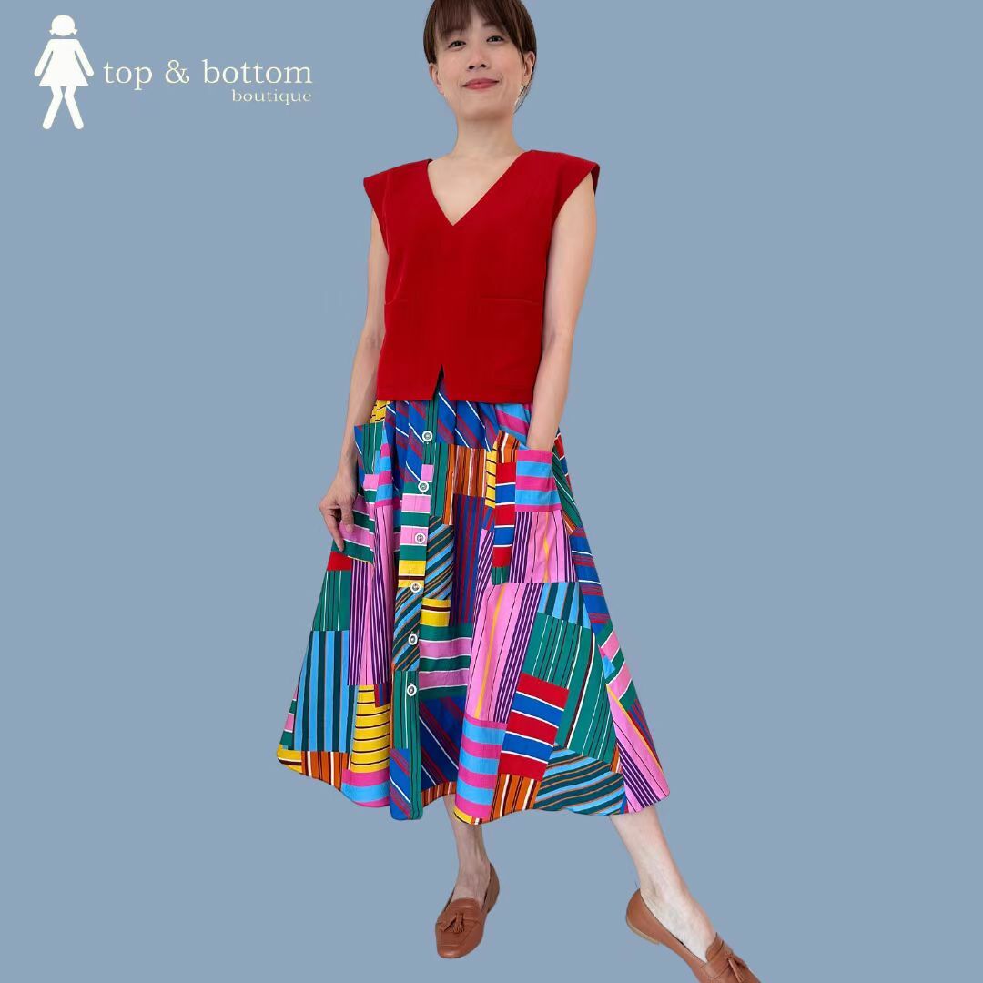 COLOUR BLOCK POCKET MIDI SKIRT