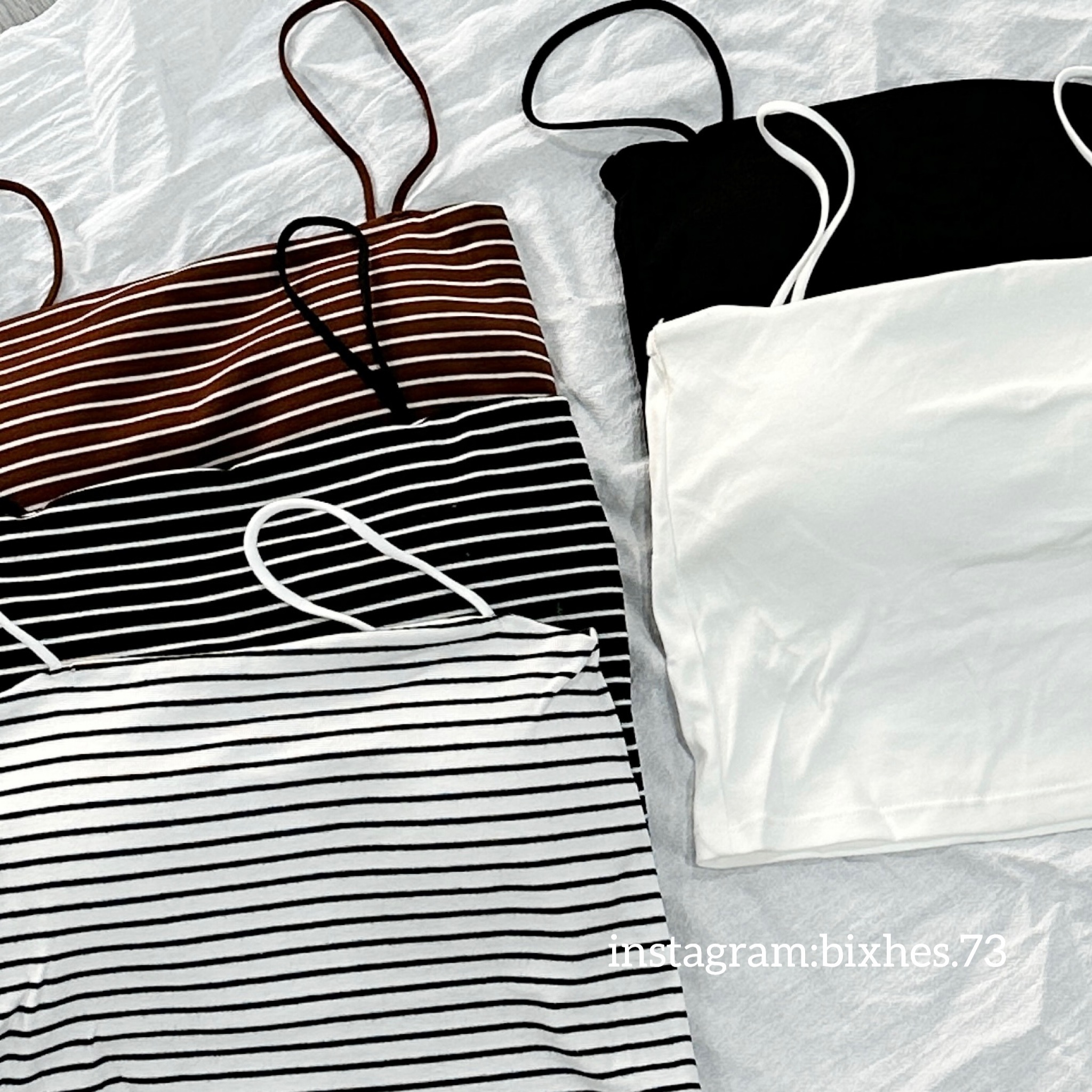 純棉條紋平口細肩背心(C00055)