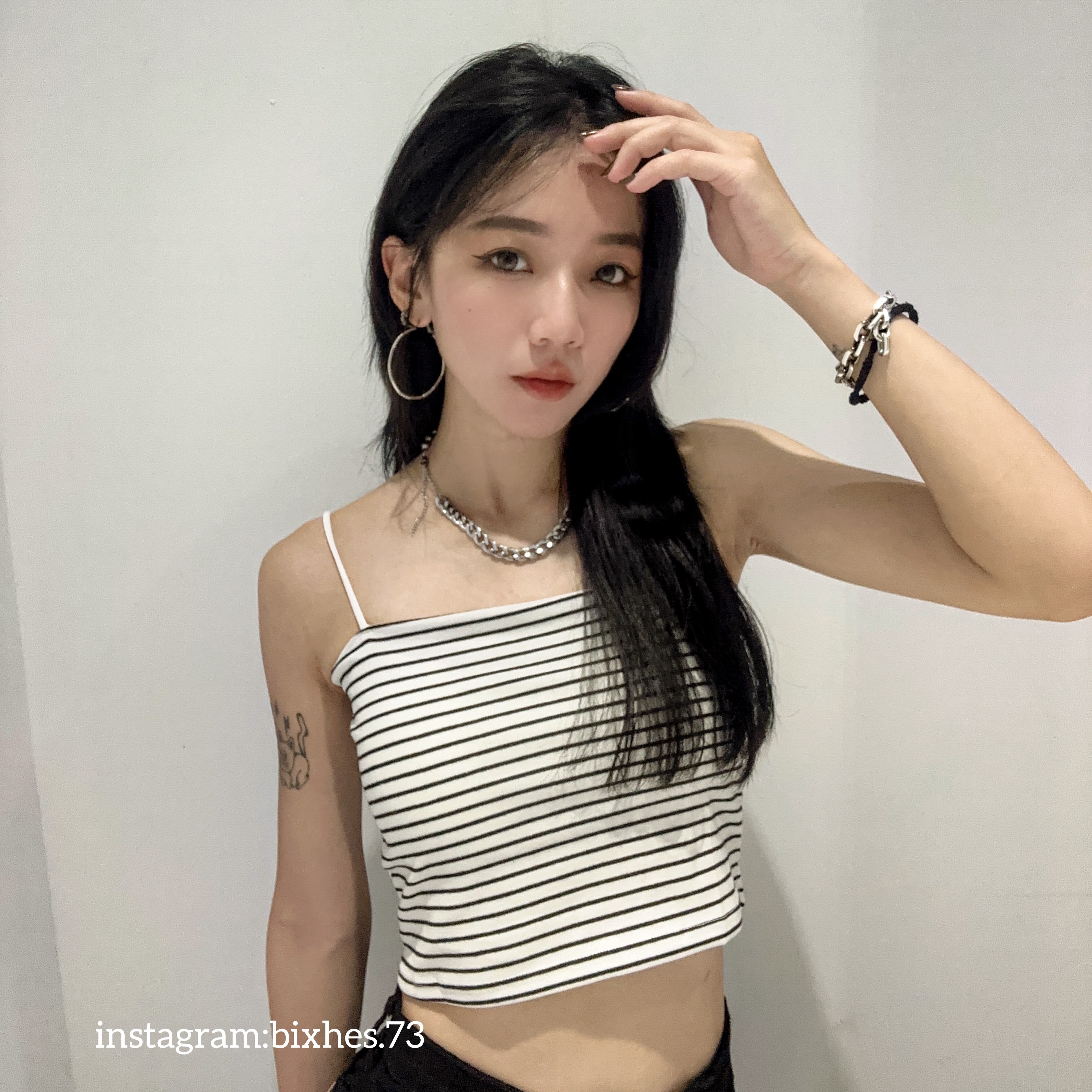 純棉條紋平口細肩背心(C00055)