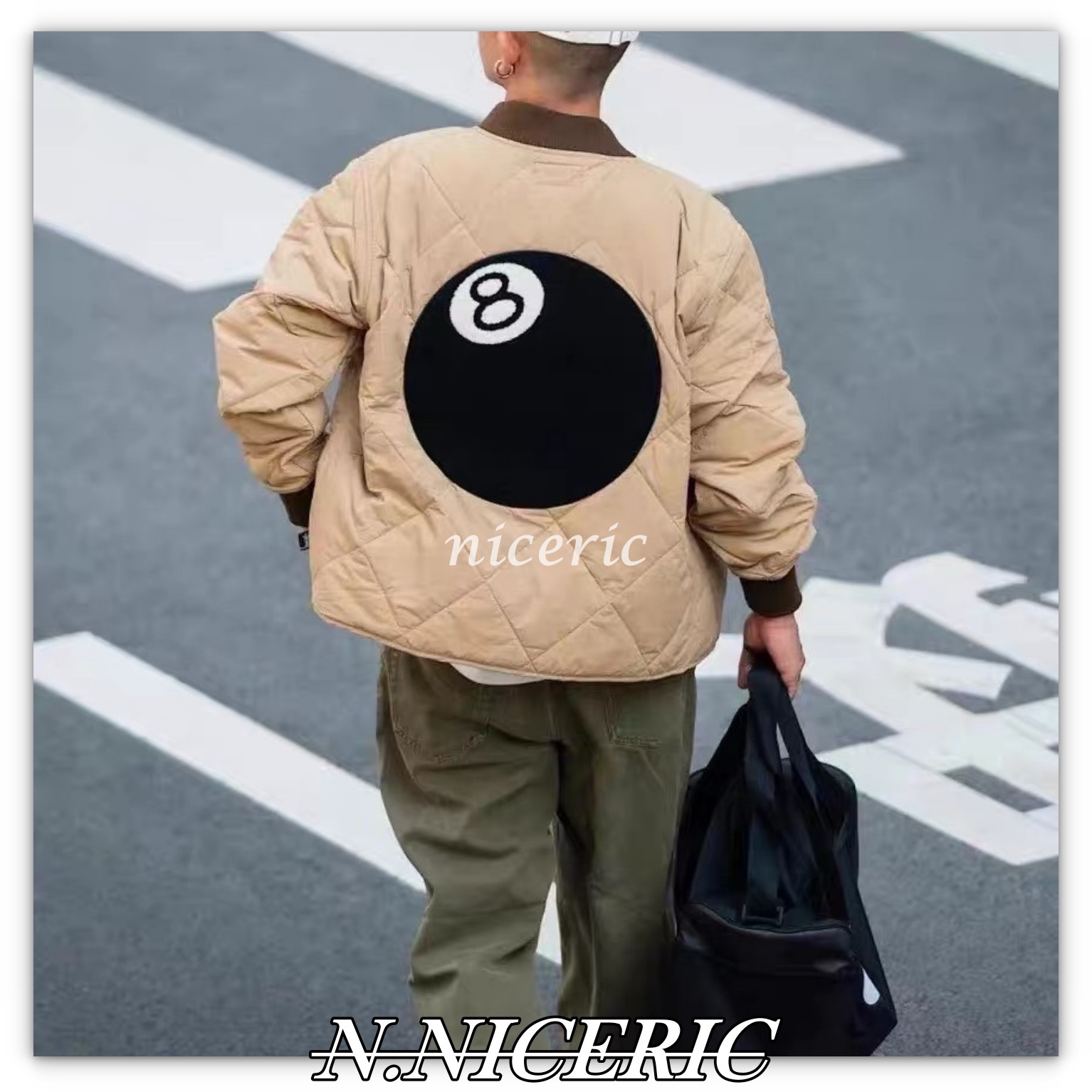 【NICE歐美日韓代購】Stussy 23FW ERROR黑8撞擊色縫線棉服夾克棒球服外套黑八韓風棒球🥎外套