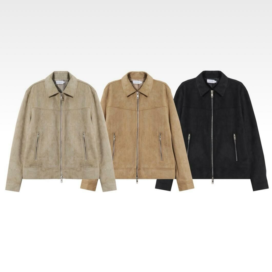 反領拉鍊猄皮褸 RAYGUN-009JK