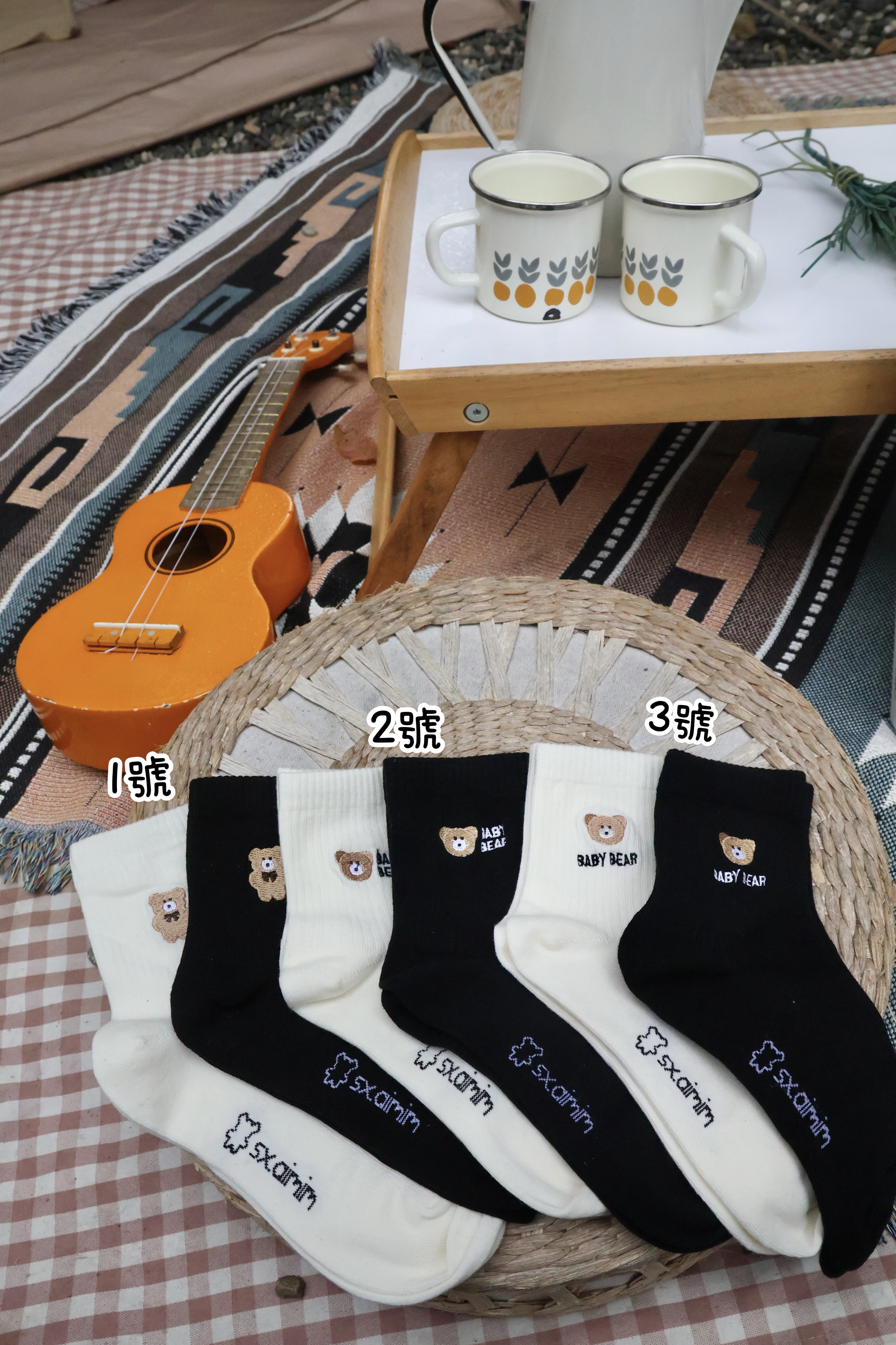 刺繡萌萌小熊襪🐻