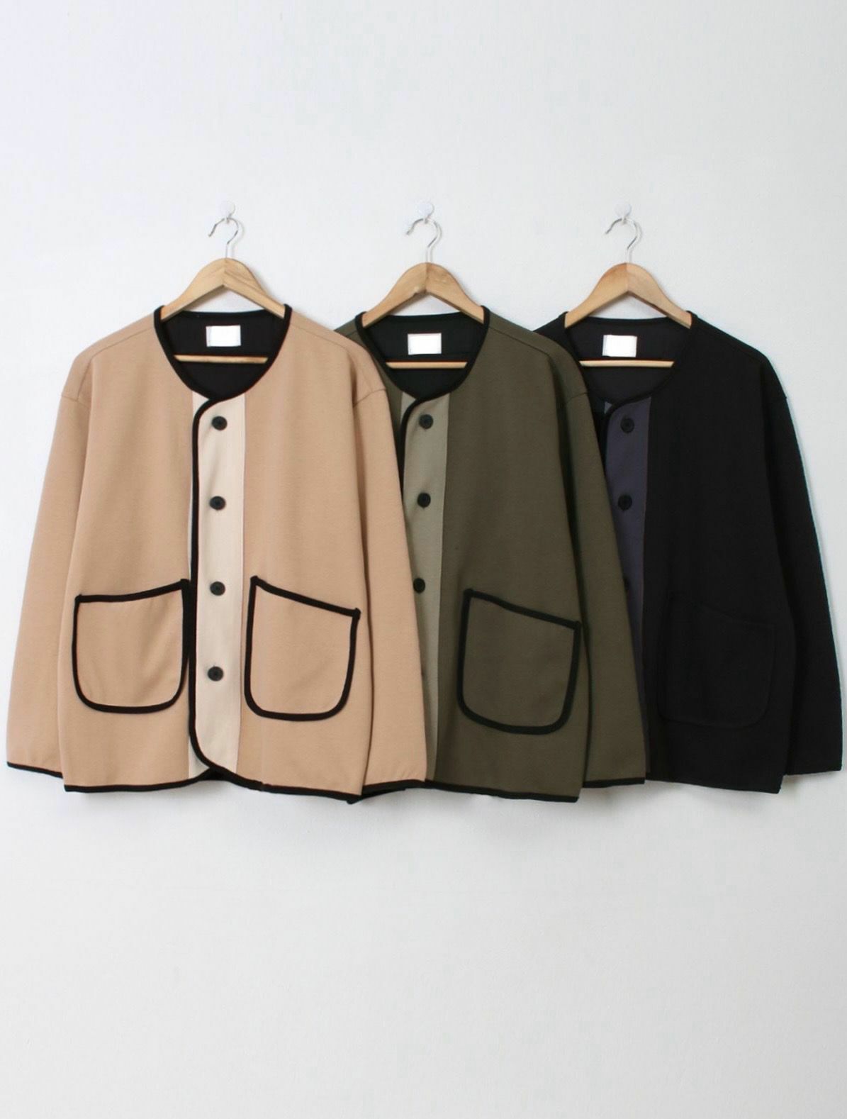 V領拼色開胸外套 JK2437