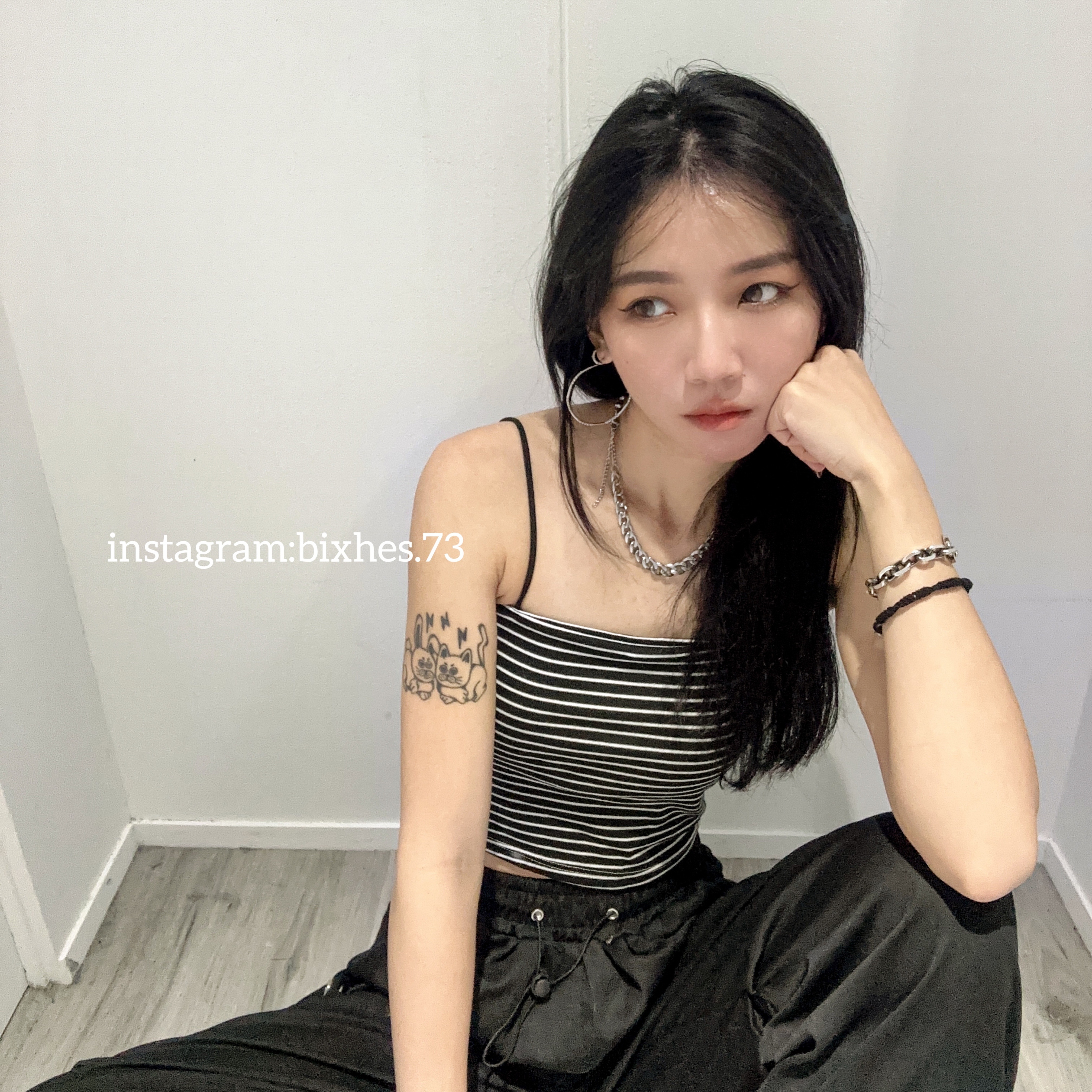 純棉條紋平口細肩背心(C00055)