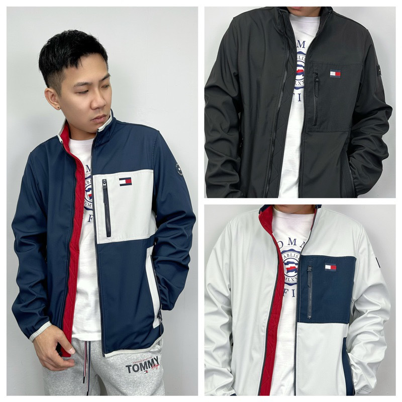 Tommy Hilfiger 側邊拉鍊拼接 內磨毛 立領外套 防風外套