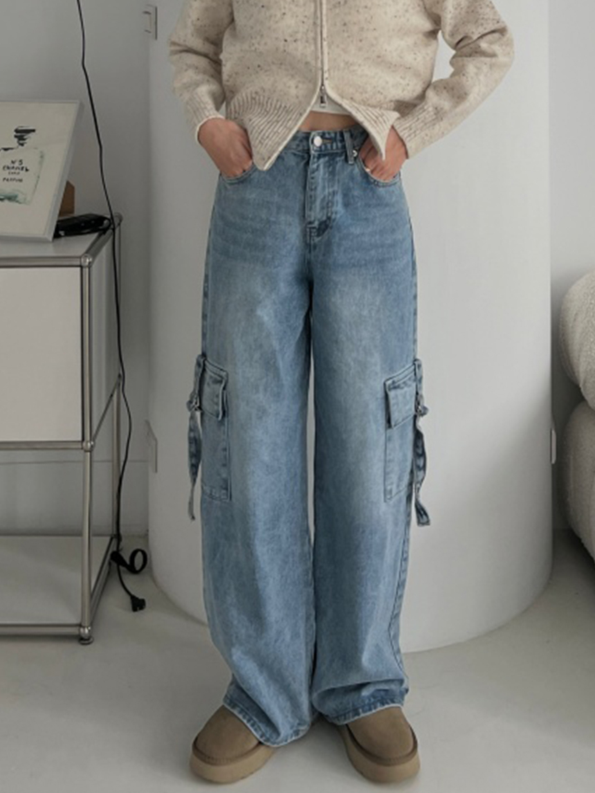 個性高磅牛仔工裝褲