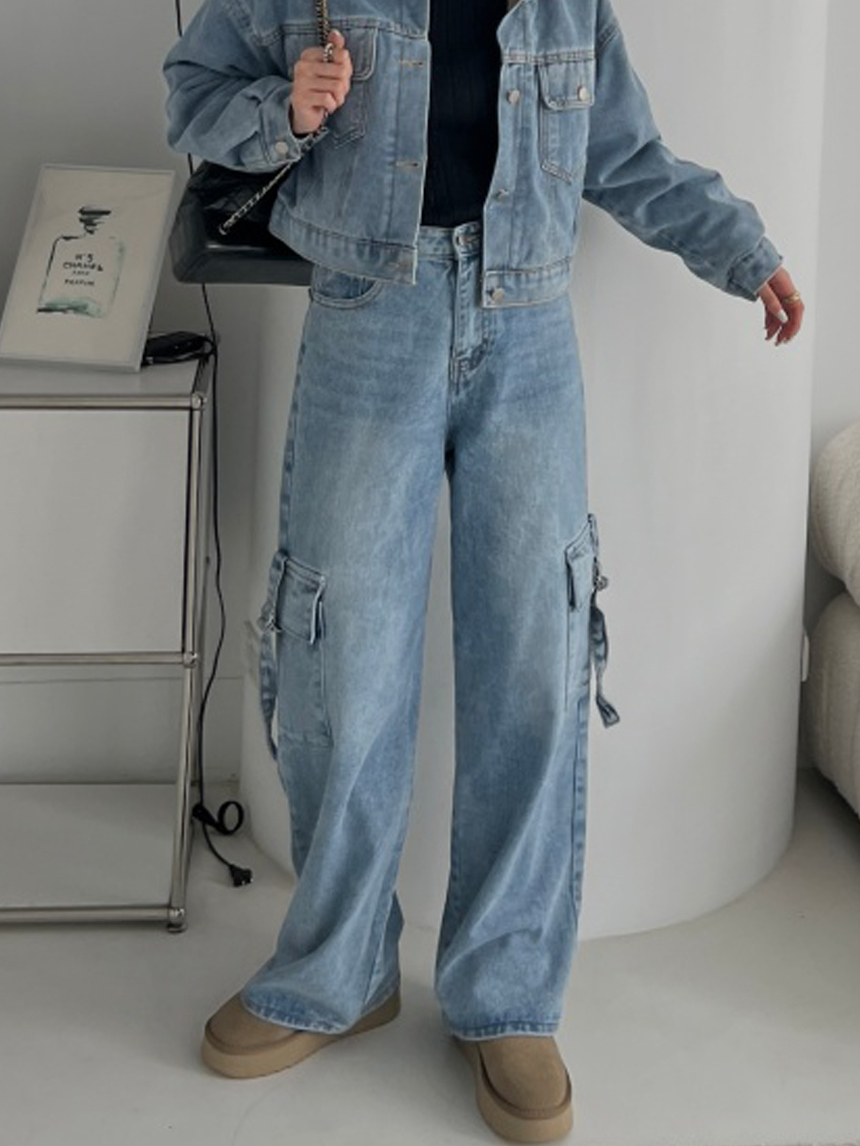 個性高磅牛仔工裝褲