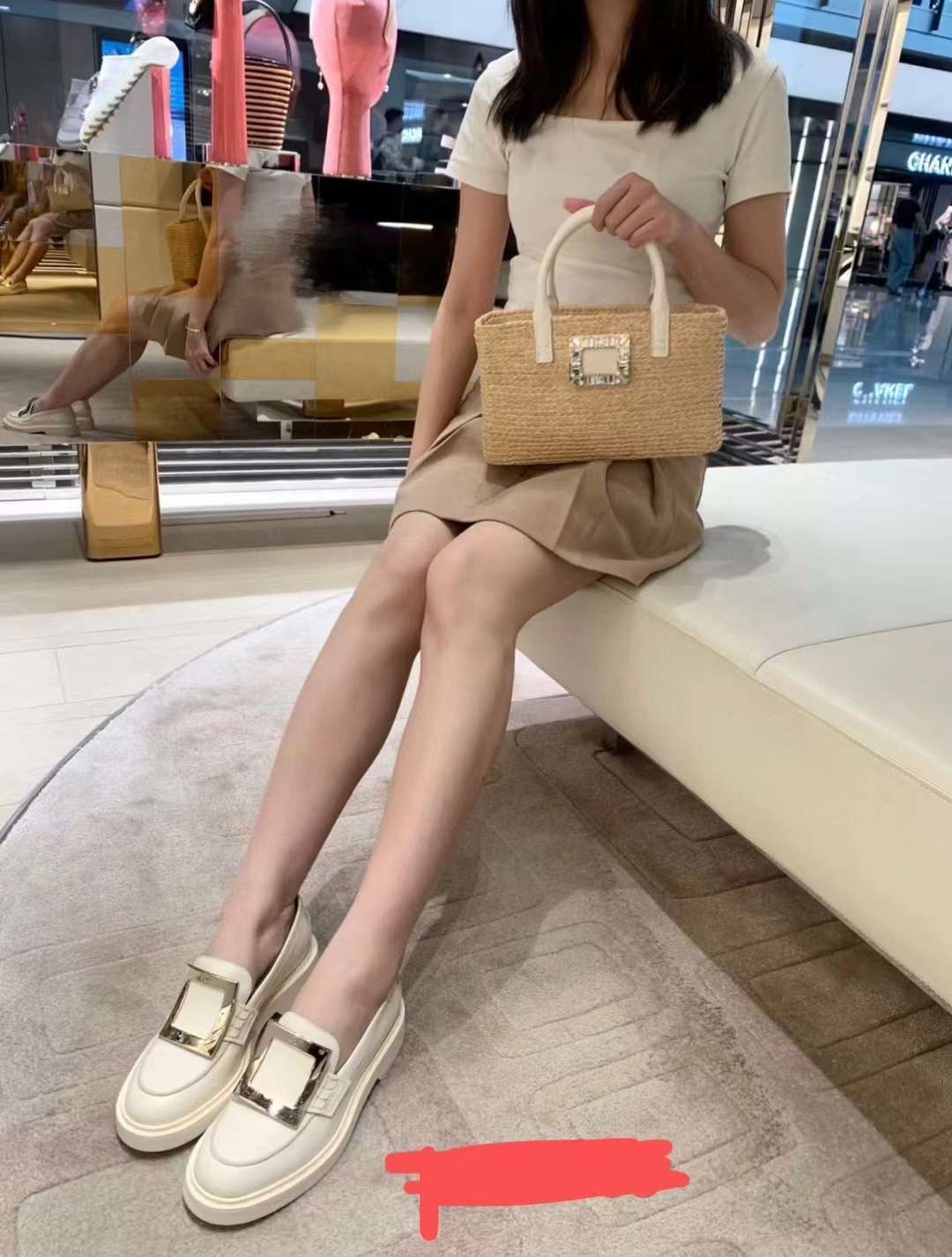 Rv 白色銀方扣樂福鞋 -M