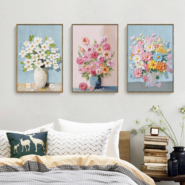 奶油風花卉無框掛畫