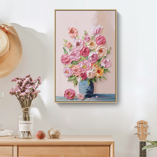 奶油風花卉無框掛畫