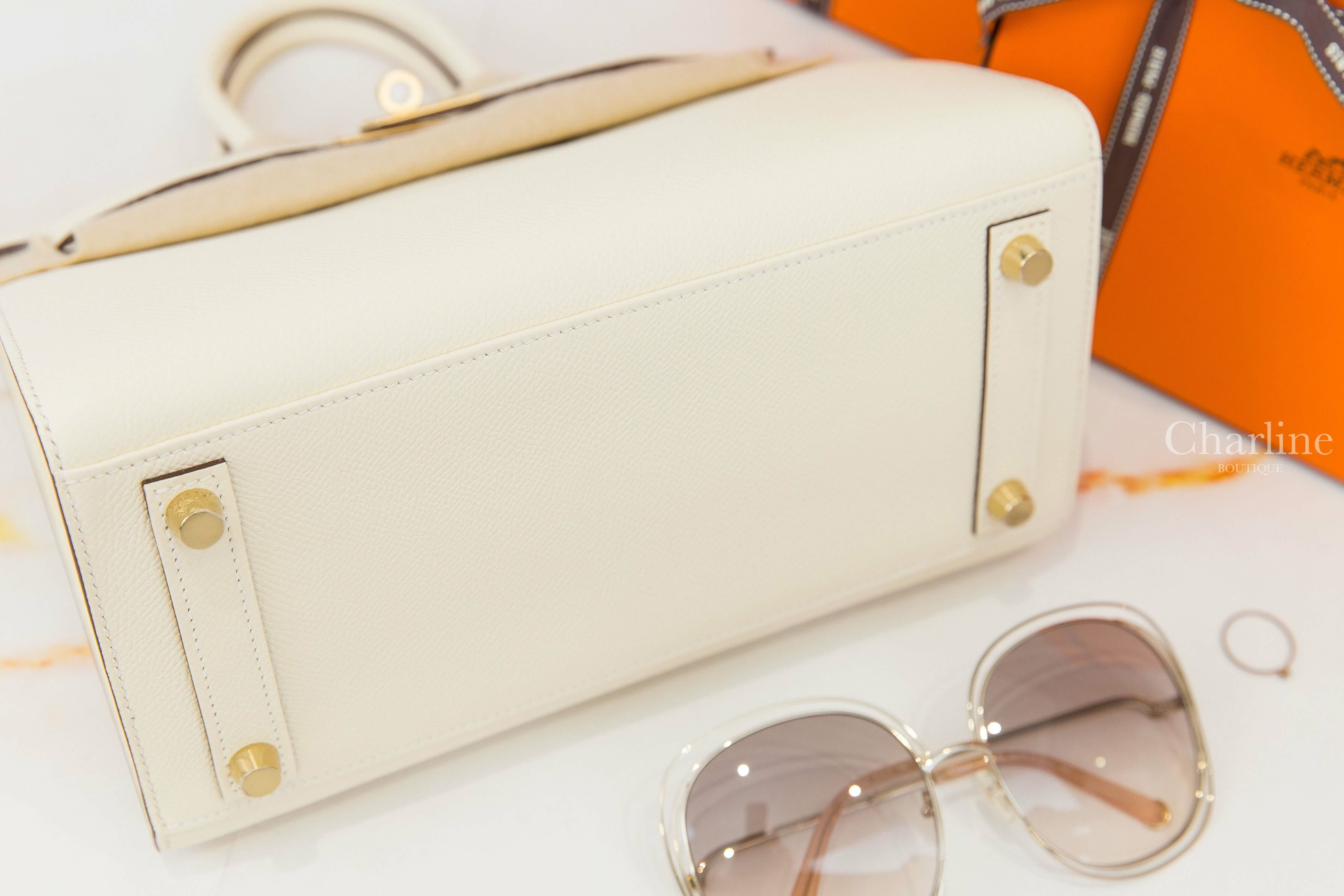 Hermès Birkin 25cm I2 Nata Epsom B刻奶油白金釦鉑金包-Charline Boutique 精品代購