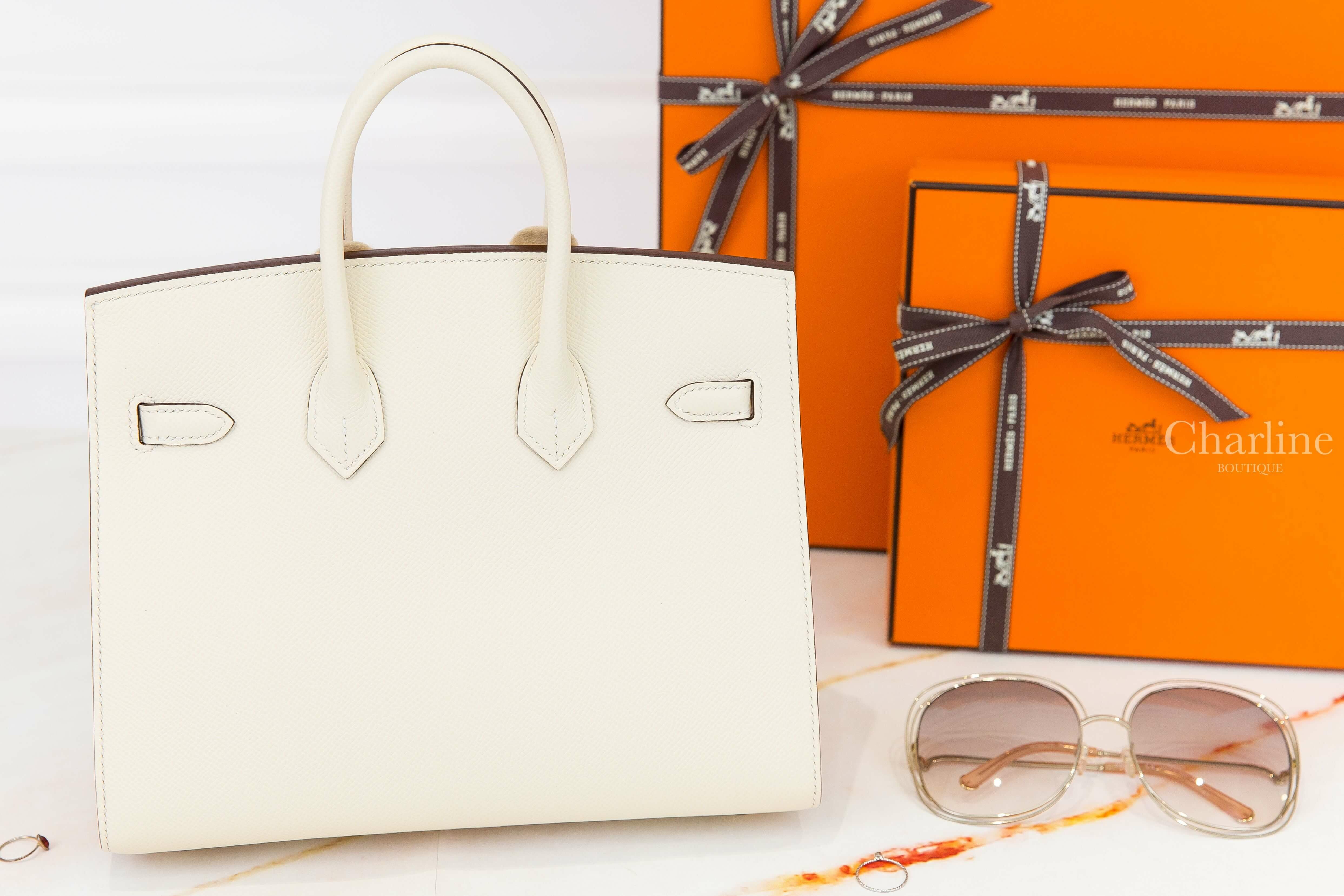 Hermès Birkin 25cm I2 Nata Epsom B刻奶油白金釦鉑金包-Charline Boutique 精品代購