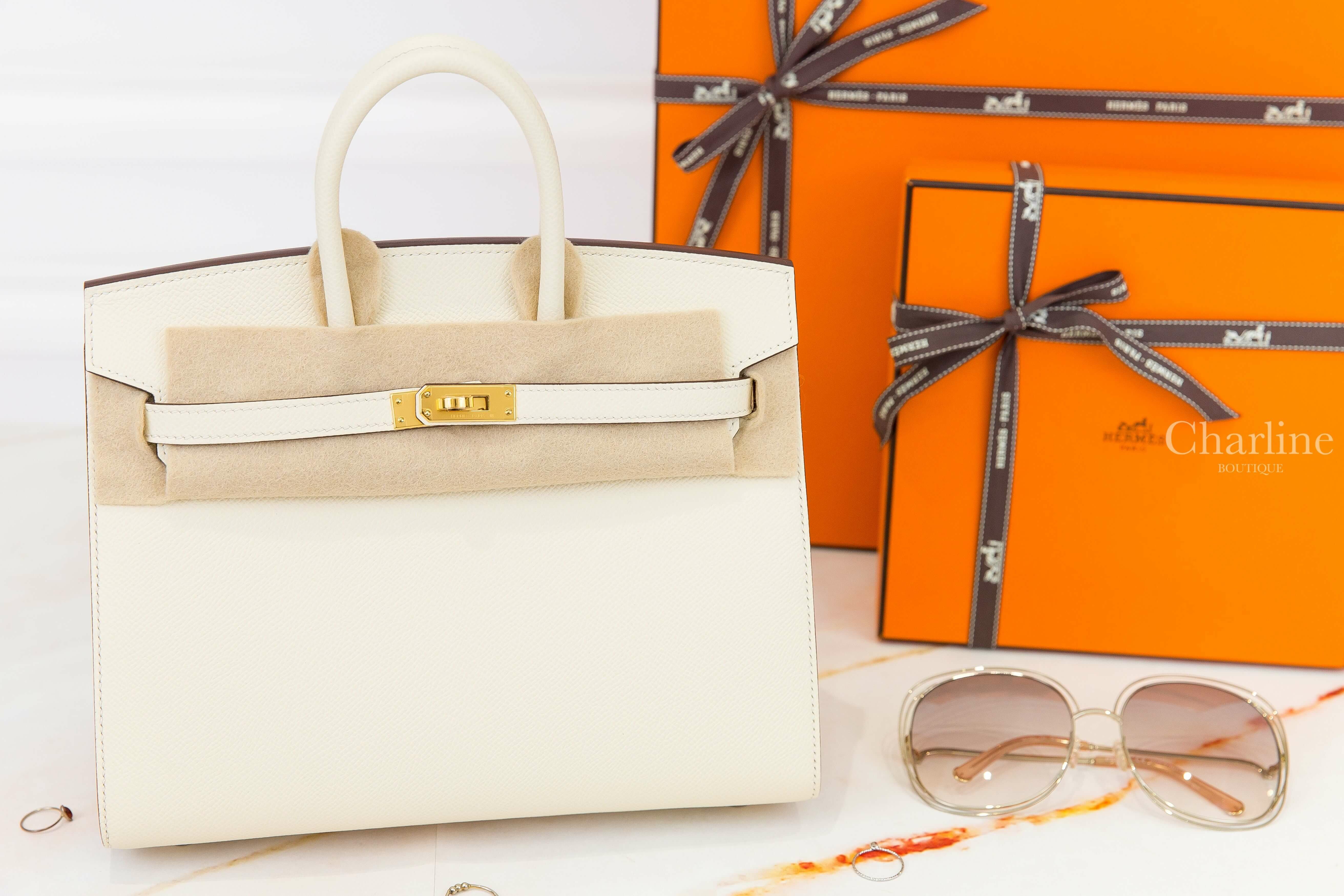 Hermès Birkin 25cm I2 Nata Epsom B刻奶油白金釦鉑金包-Charline Boutique 精品代購