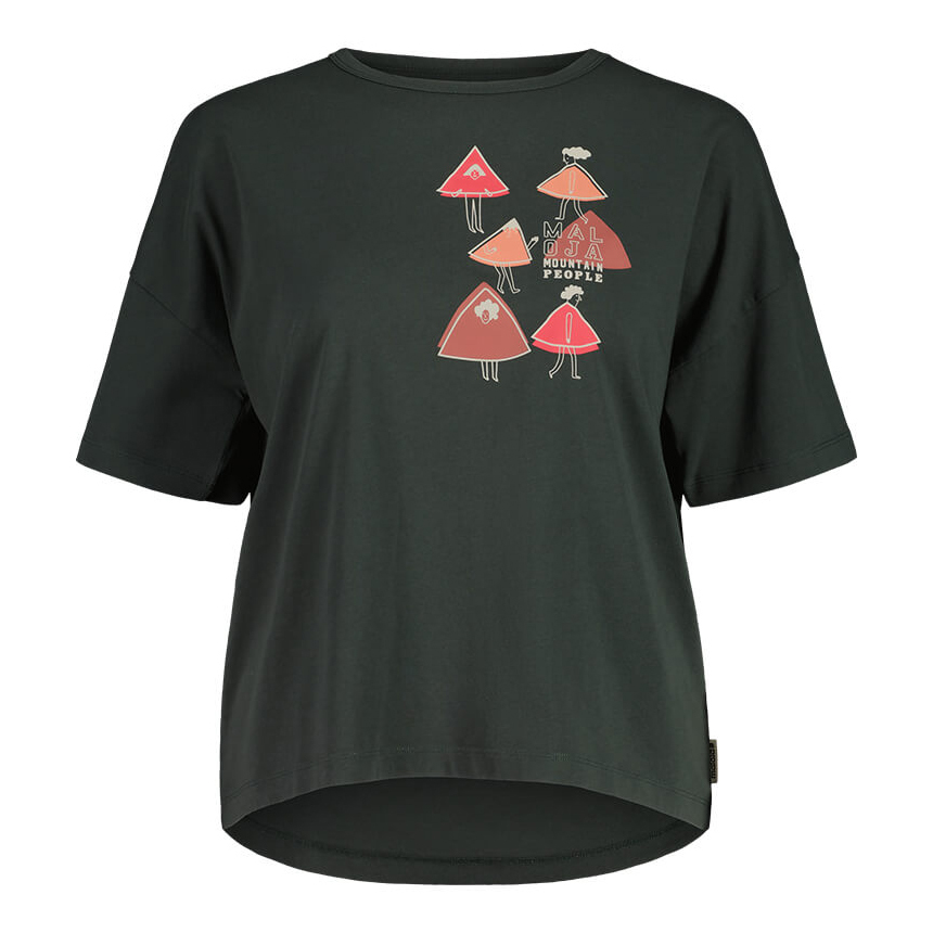 【MALOJA】女純棉短袖上衣 / 23MA36407-[森林綠、夜晚黑]