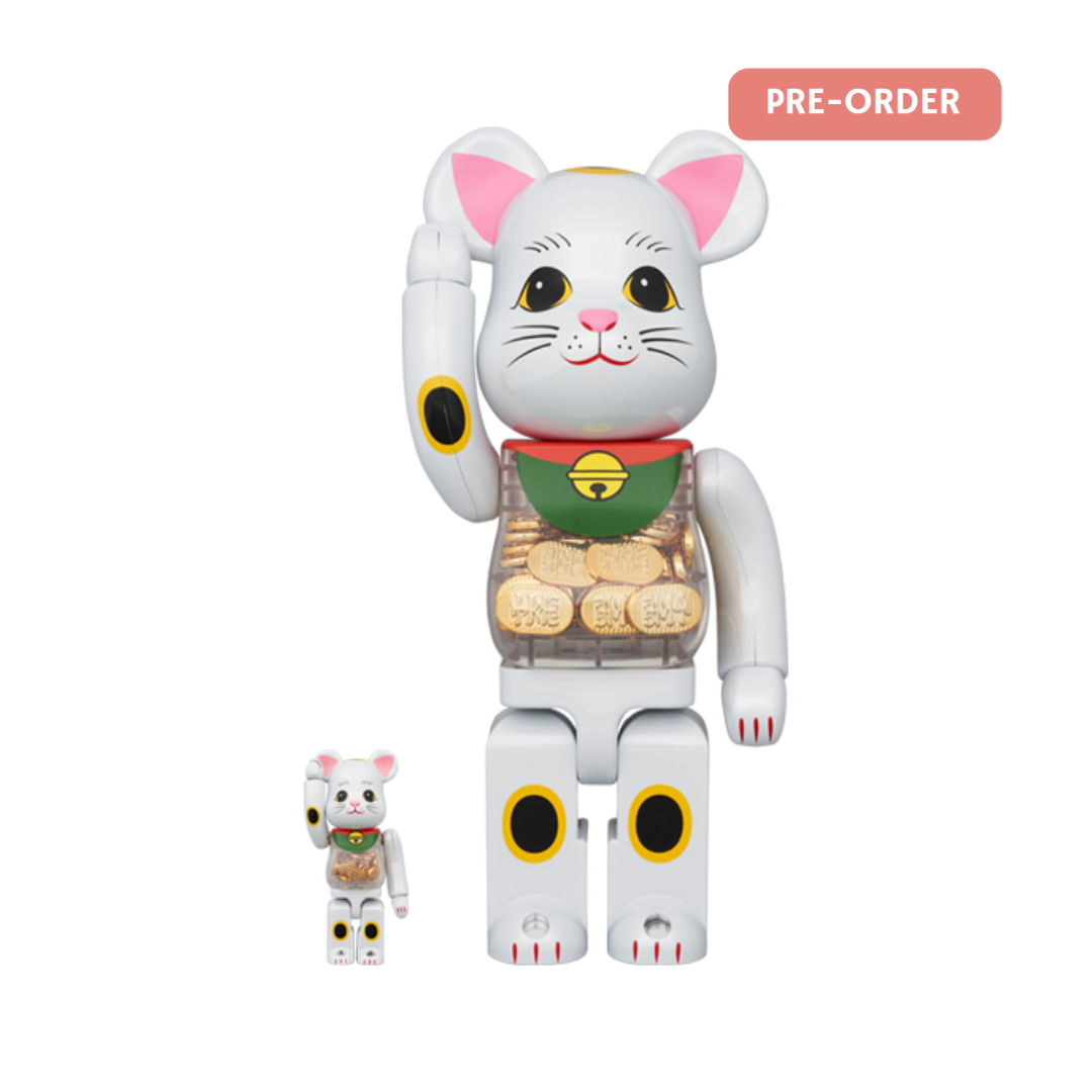 BE@RBRICK 招き猫 小判 白メッキ 100％ & 400％