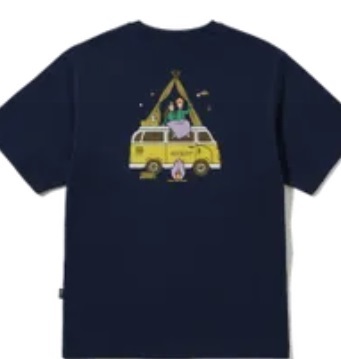[S] NERDY CAMPING BOY S/S T-SHIRT,NAVY, PNEU23KG241603 (SN370)
