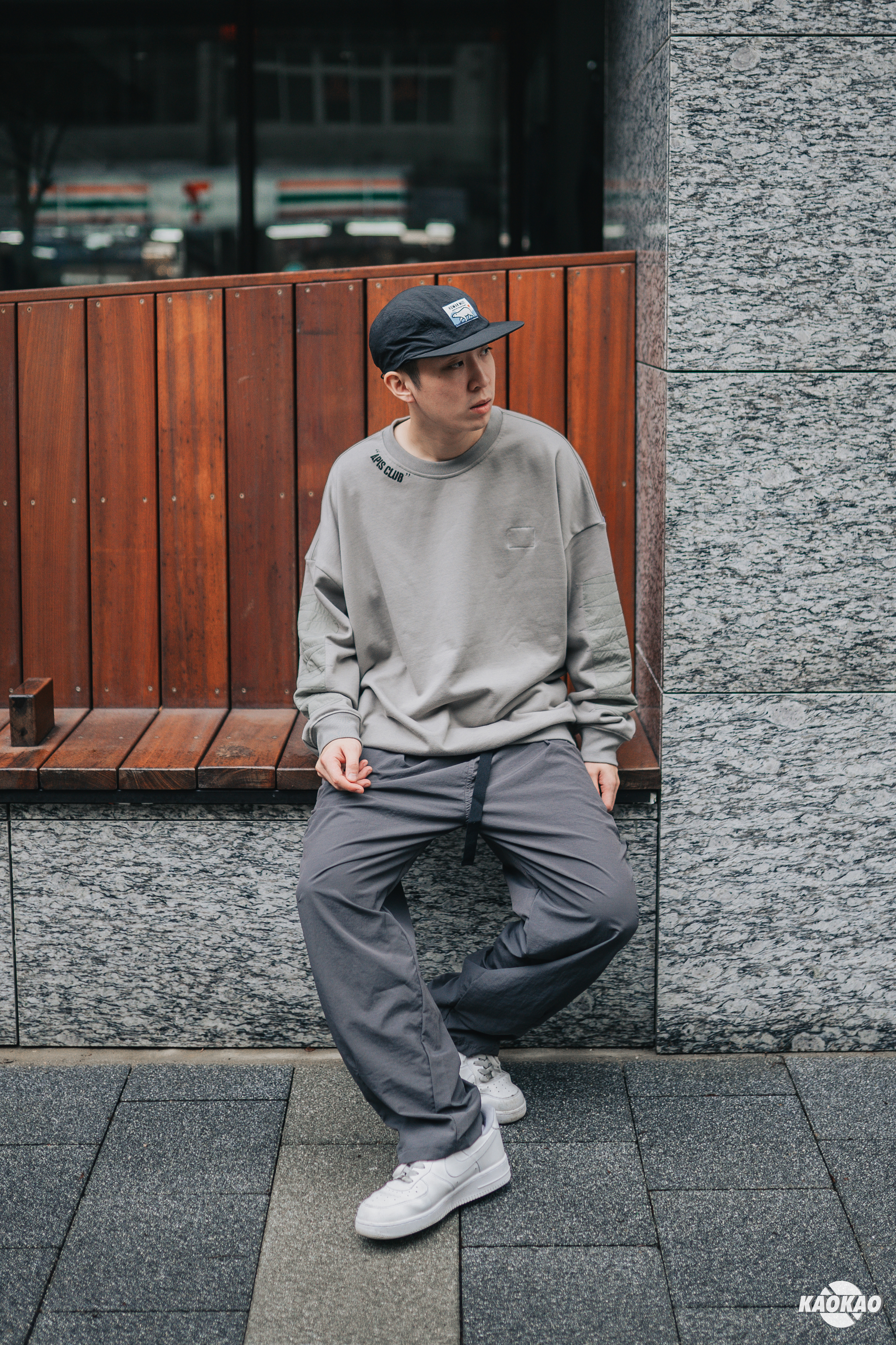 Black Flag 尼龍拼接補丁大學TEE 咖啡 水泥灰【JBF23T013】