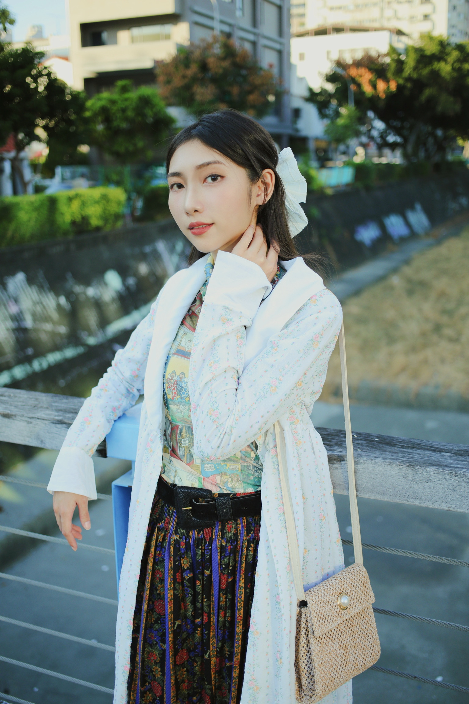 Vintage Dresses /古著大翻領兩穿式罩衫洋裝