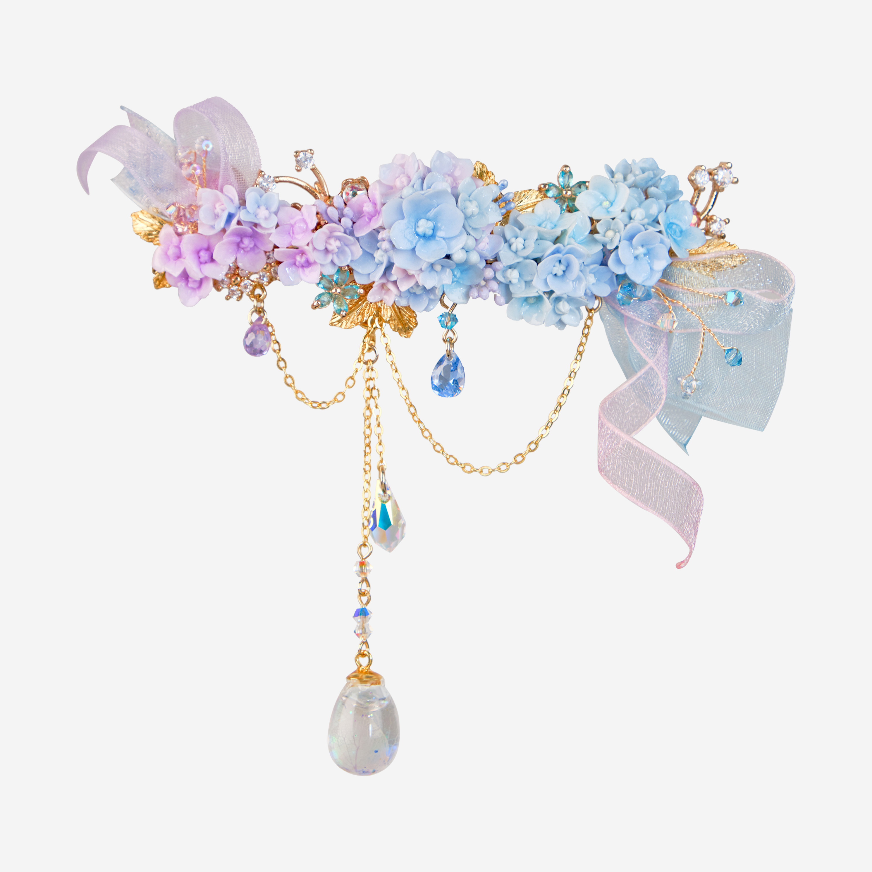 Gradation of the Galaxy Blowsy Hydrangea Hair Clip with Hand-painted Globule