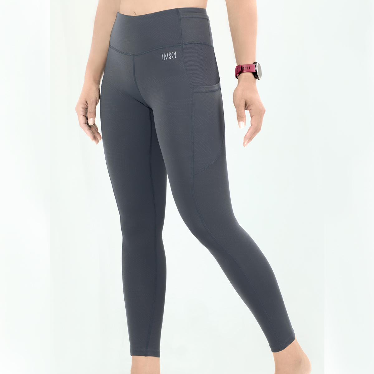 側口袋彈力修身九分褲 高級灰