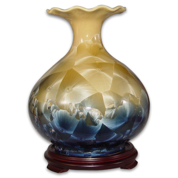 居家開運結晶釉花瓶~10英吋黃金布袋瓶