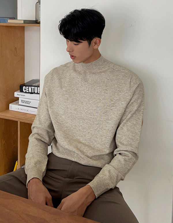 羊絨半高領針織衫上衣