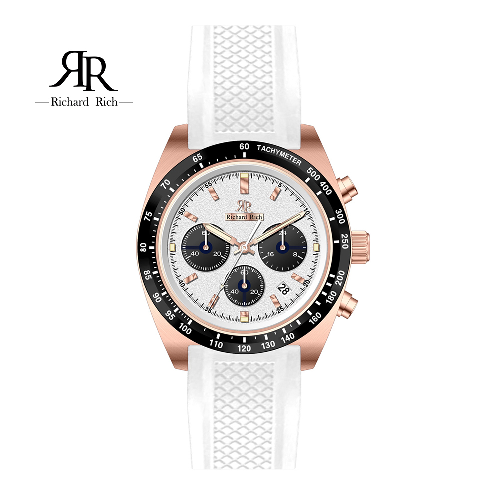 【Richard Rich】RR 星際霸主系列 RCR-19-P03 玫金殼白面 計時 三眼三針 矽膠 熊貓 手錶 -