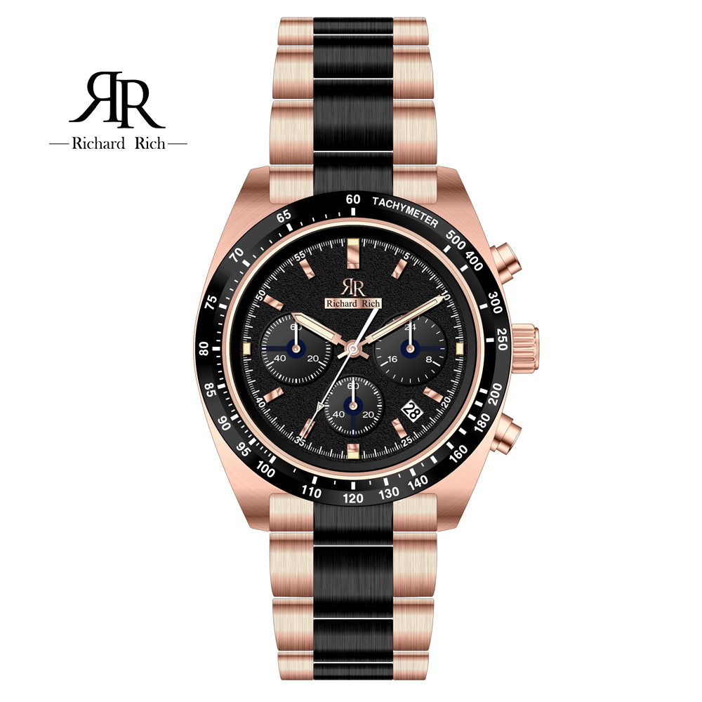 【Richard Rich】RR 星際霸主系列 RCR-19-S06 金黑帶藍面 計時真三眼六針 陶瓷圈 隕石面 不鏽鋼 手錶 -