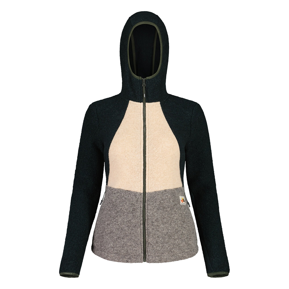 【MALOJA】女羊毛拼色連帽外套 / 23MA36432-[綠灰拼]