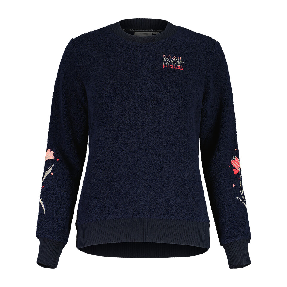 【MALOJA】女圓領刷毛長袖上衣 / 23MA36433-[午夜藍、混色灰]