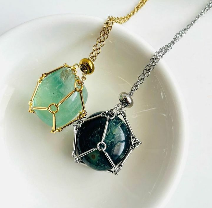 [原石] 水晶滾石項鍊（不含滾石）金、銀