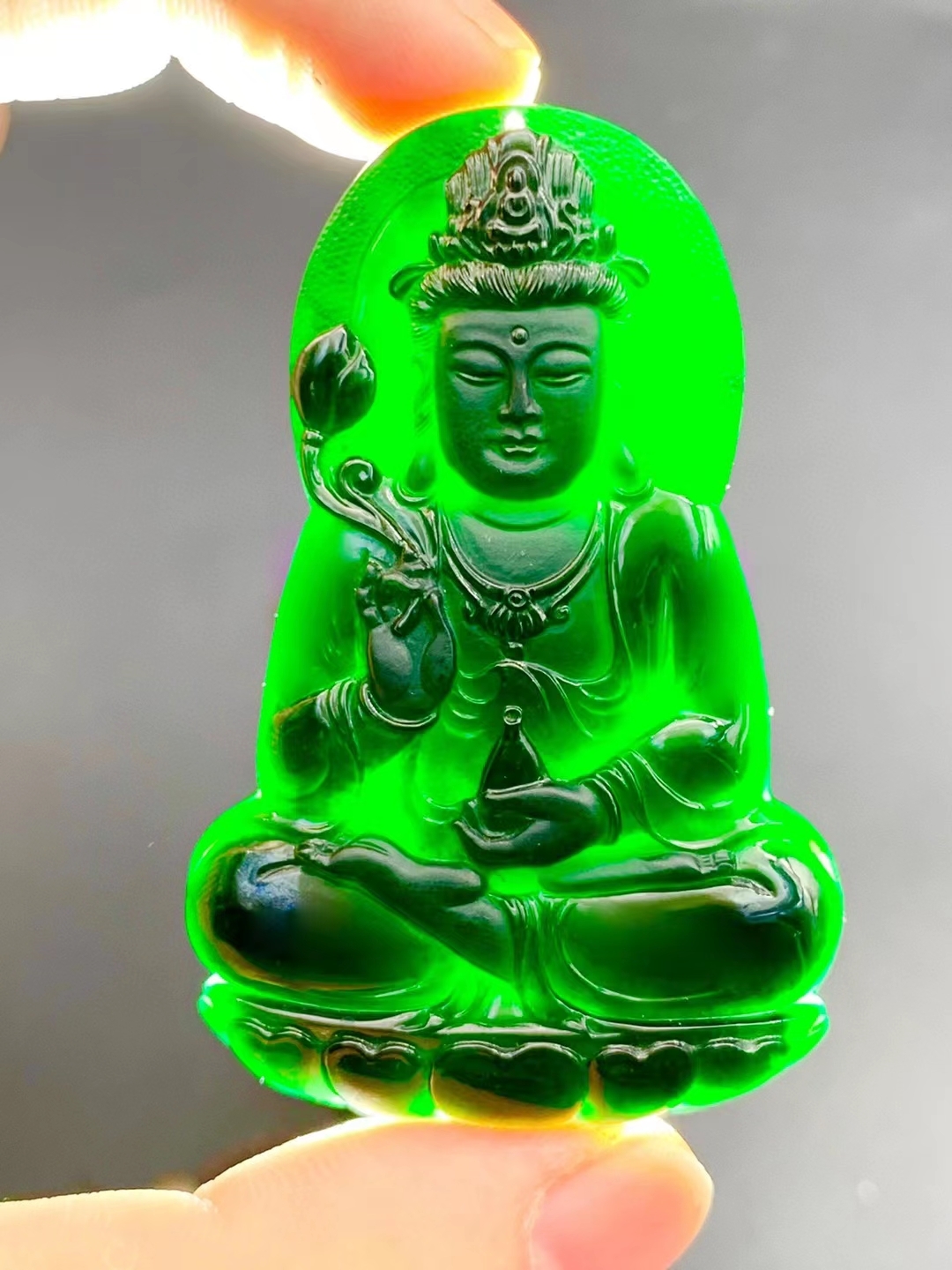 墨翠立體觀音,天然翡翠A玉, 緬甸玉, Jade, Jadeite