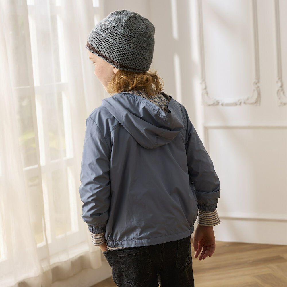 PIPPY格紋裏風衣連帽外套 藍