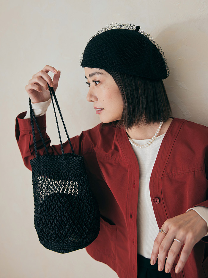 吉爾網紗貝雷帽-幕黑