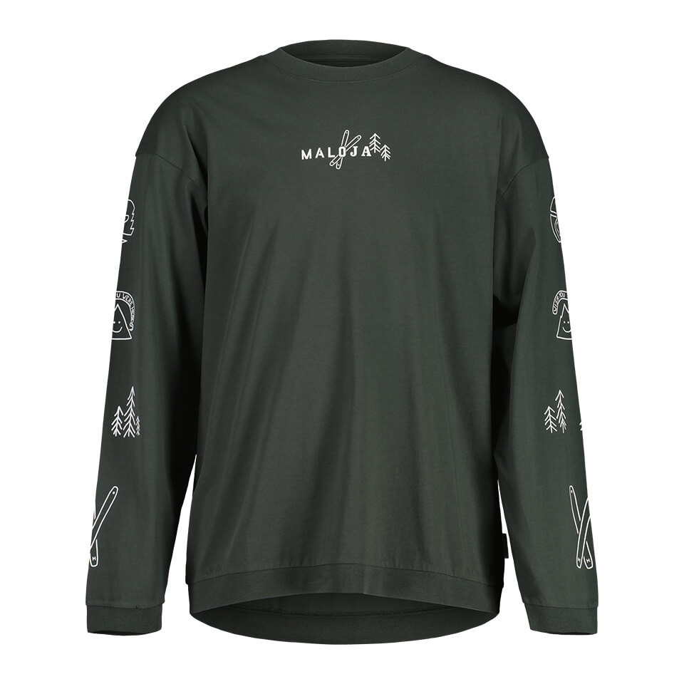 【MALOJA】男有機棉長袖上衣 / 23MA36510-[森林綠、夜晚黑]