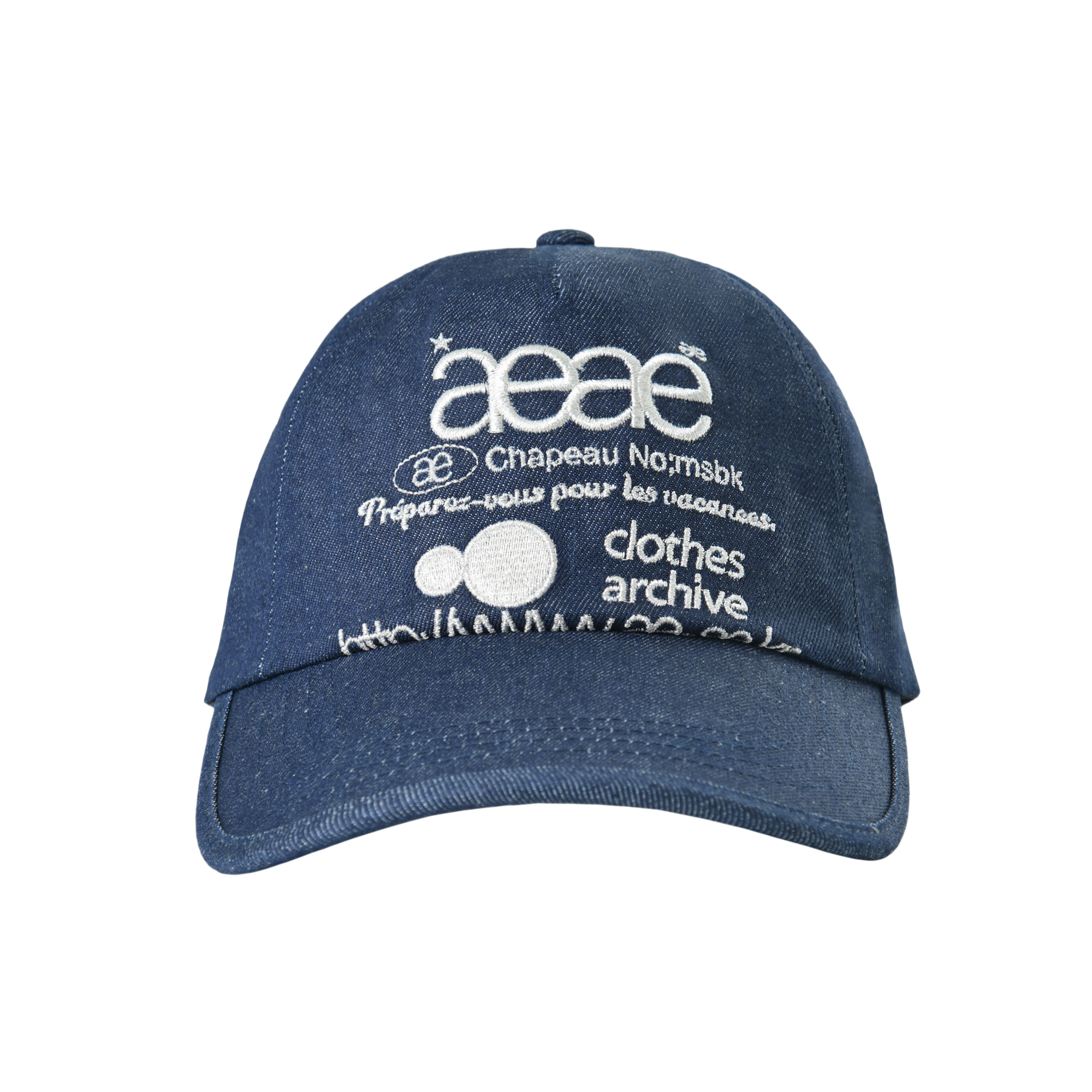 [aeae] WEB LOGO DENIM 5 PANNEL CAP