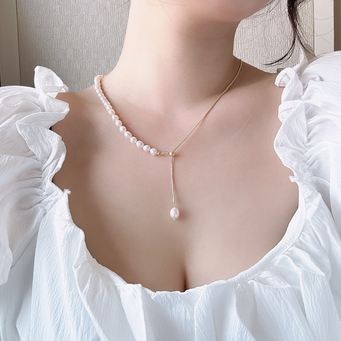 美學．珍珠不對稱Y字頸鏈