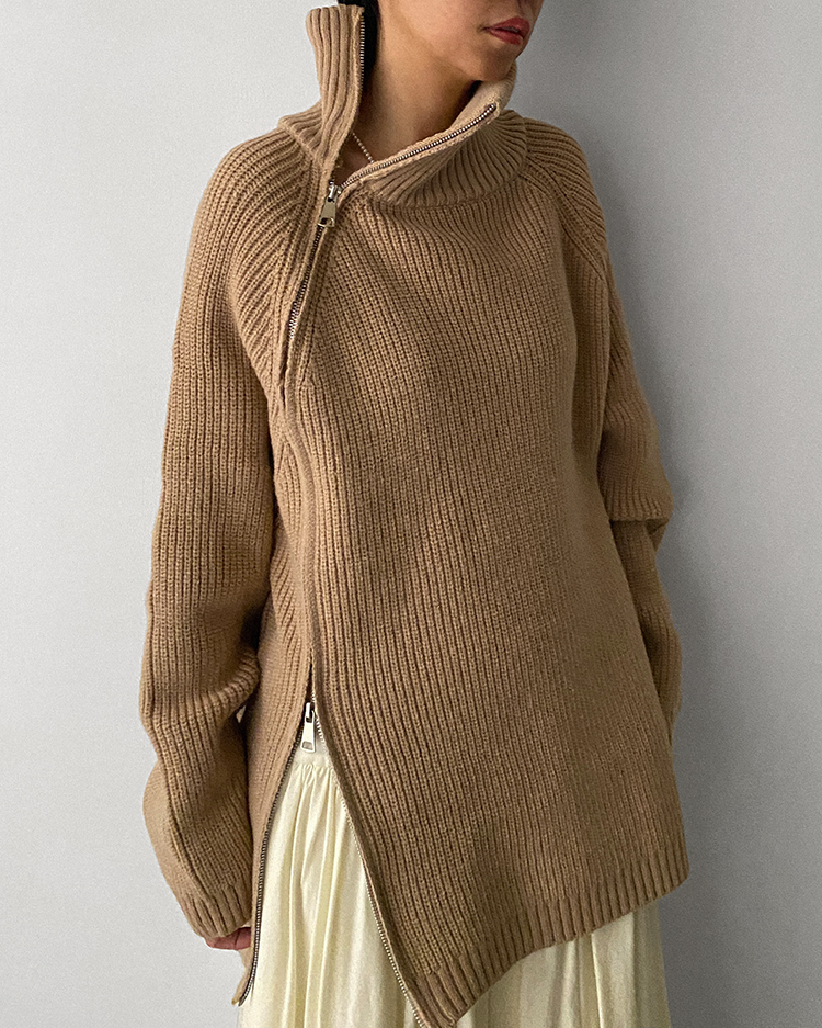 MFT-2437 雙拉鍊寬鬆毛衣 ᴍɪʟᴋᴛᴇᴀ