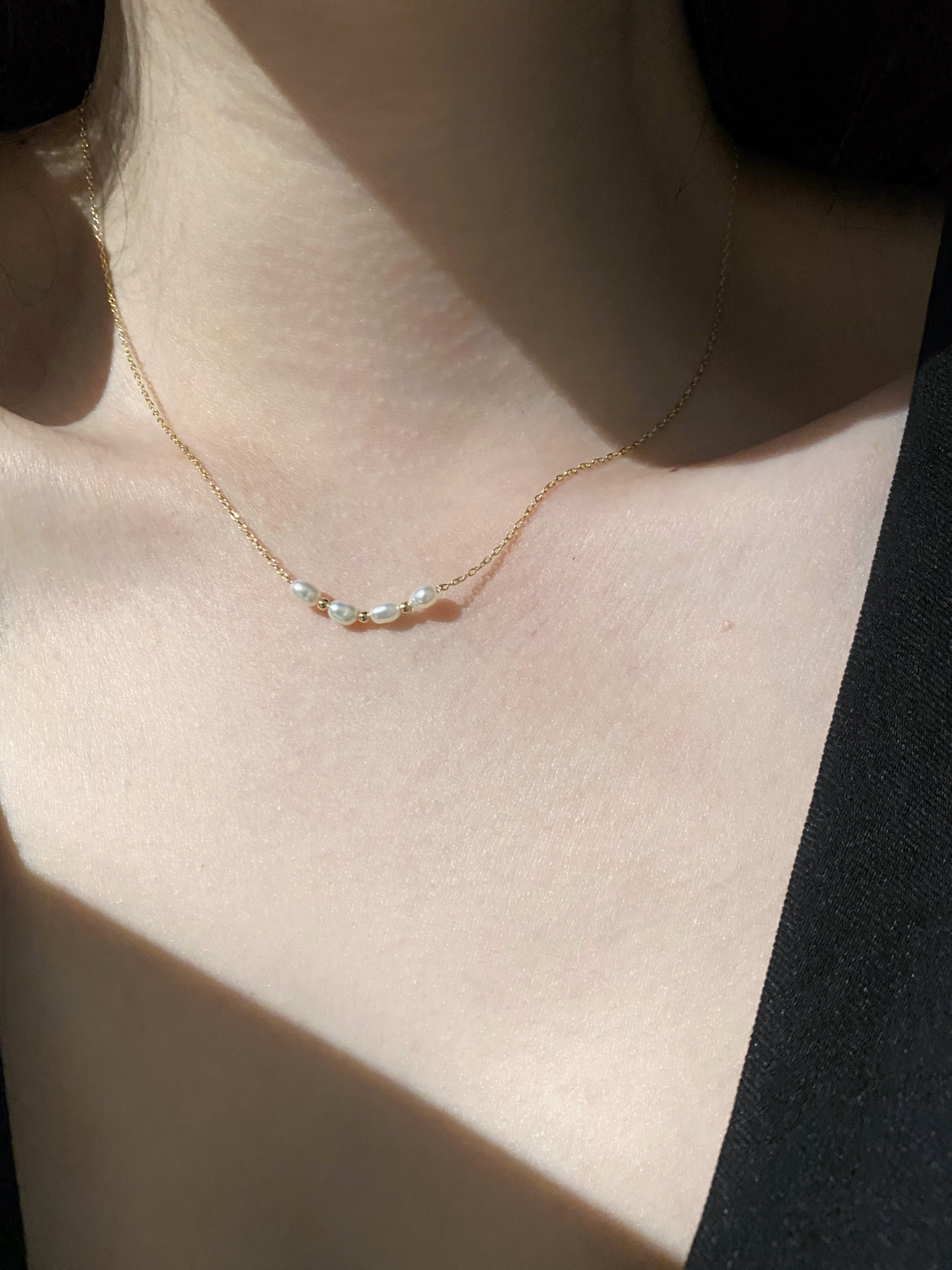 米粒珍珠金珠微笑項鍊