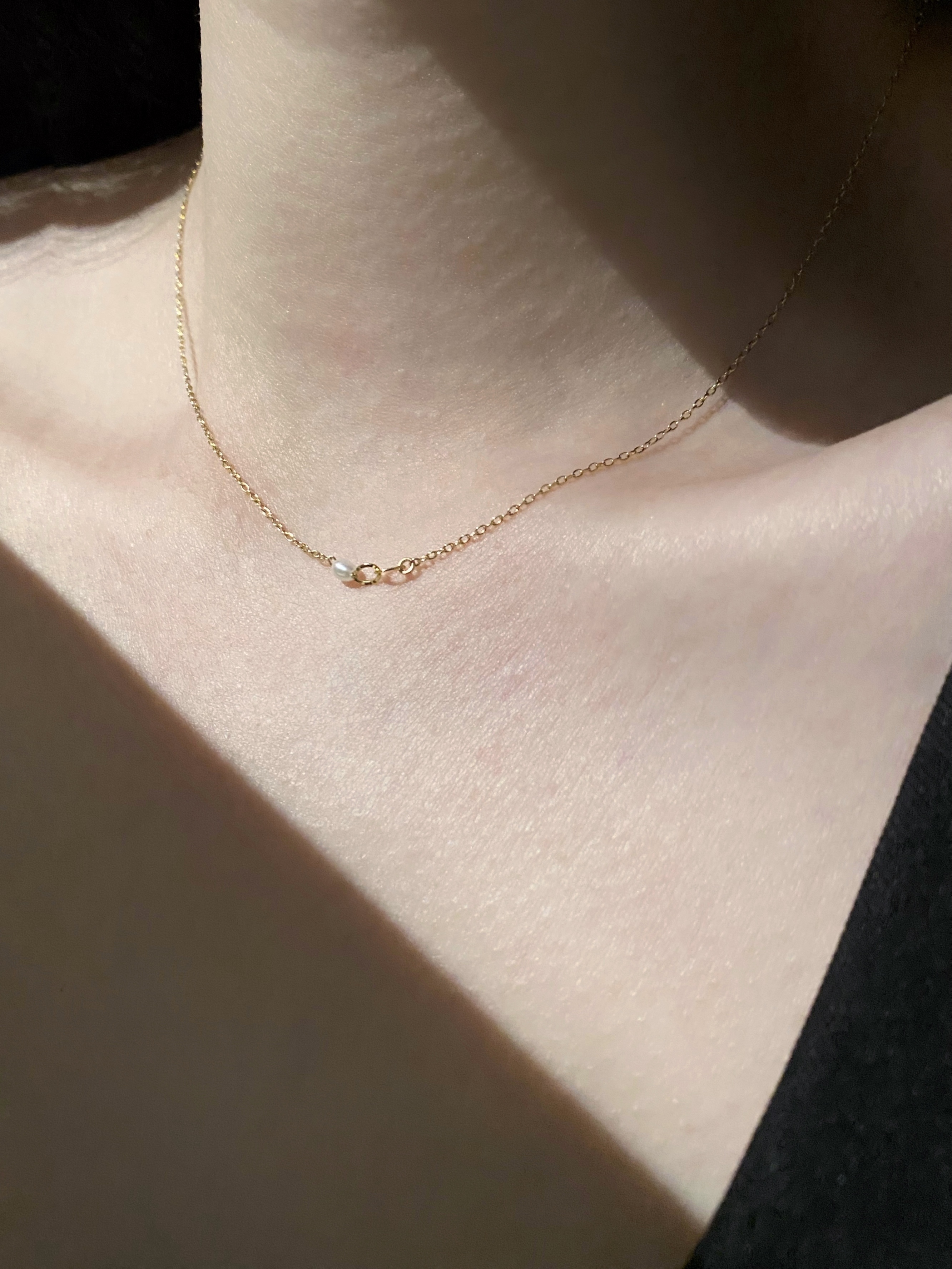 精緻雙花圈珍珠項鍊