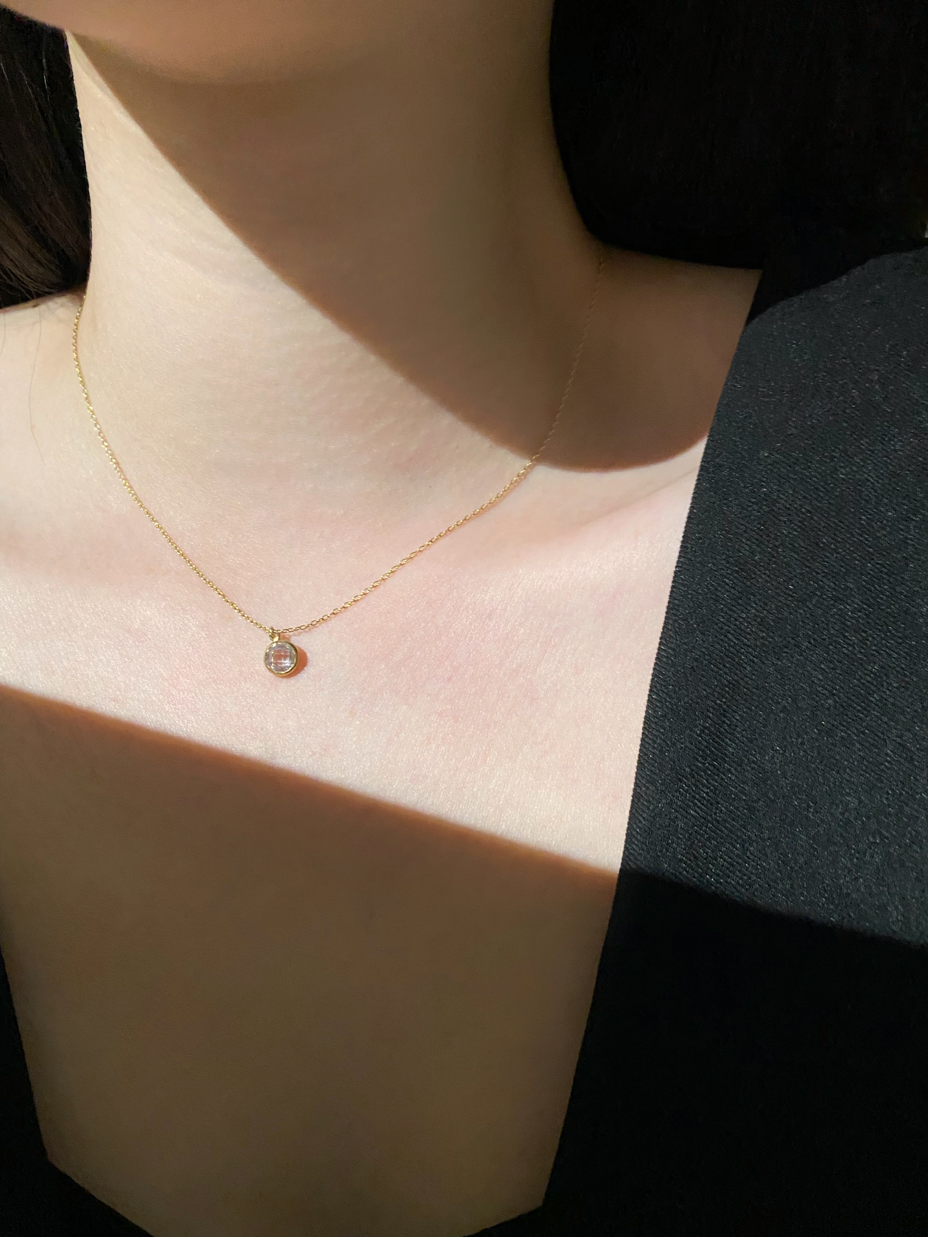 棋盤切割鋯石項鍊 (白)