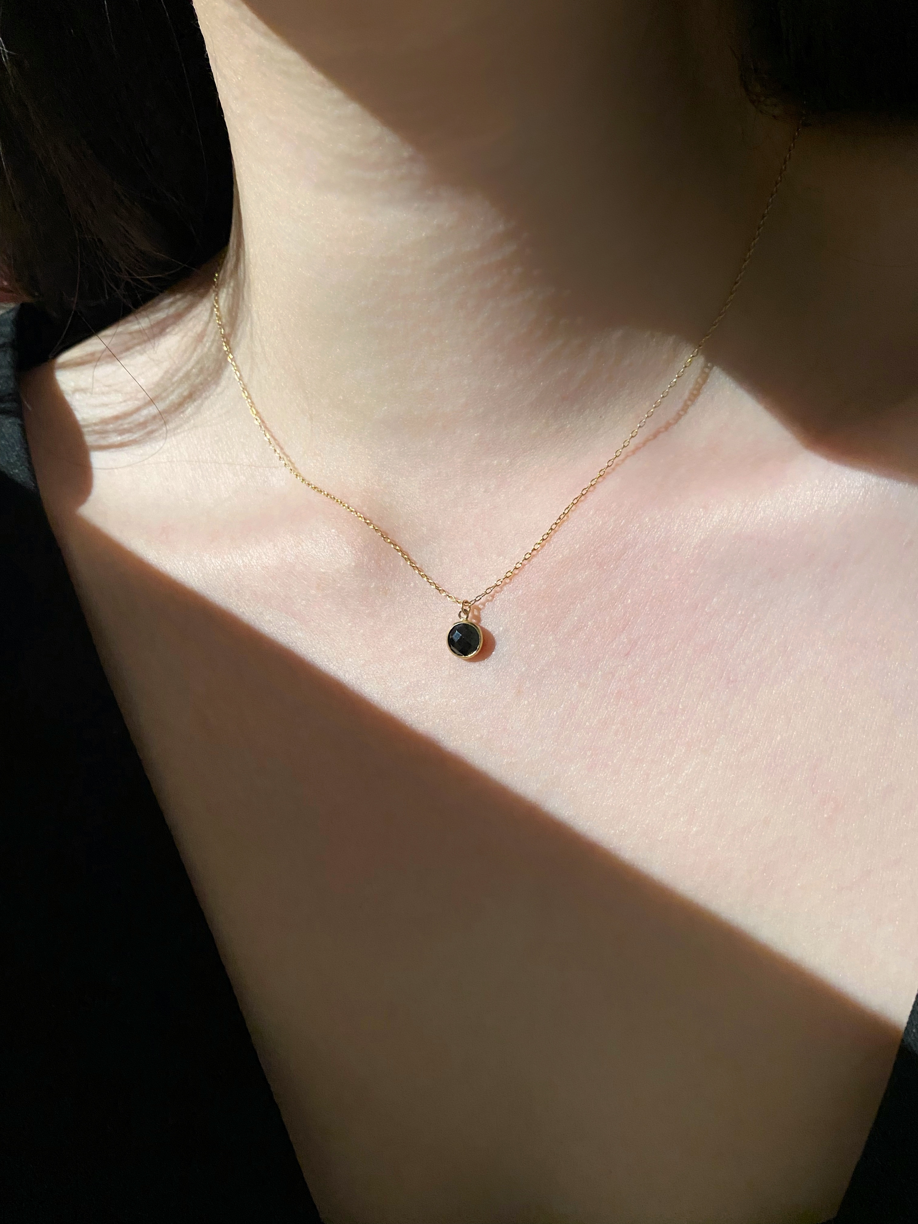 棋盤切割鋯石項鍊 (黑)