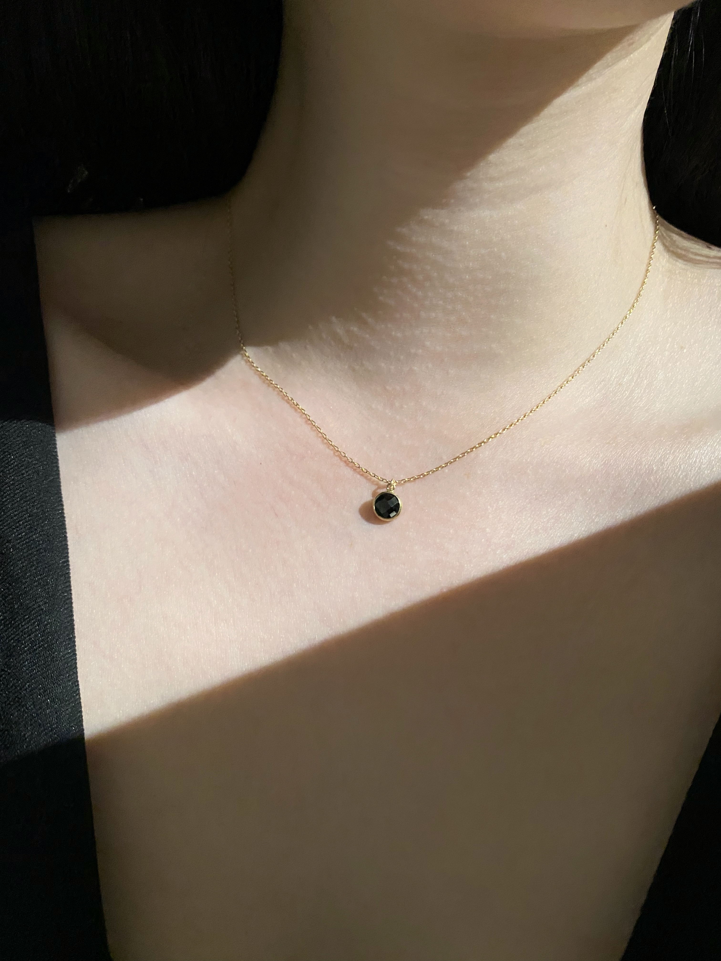 棋盤切割鋯石項鍊 (黑)