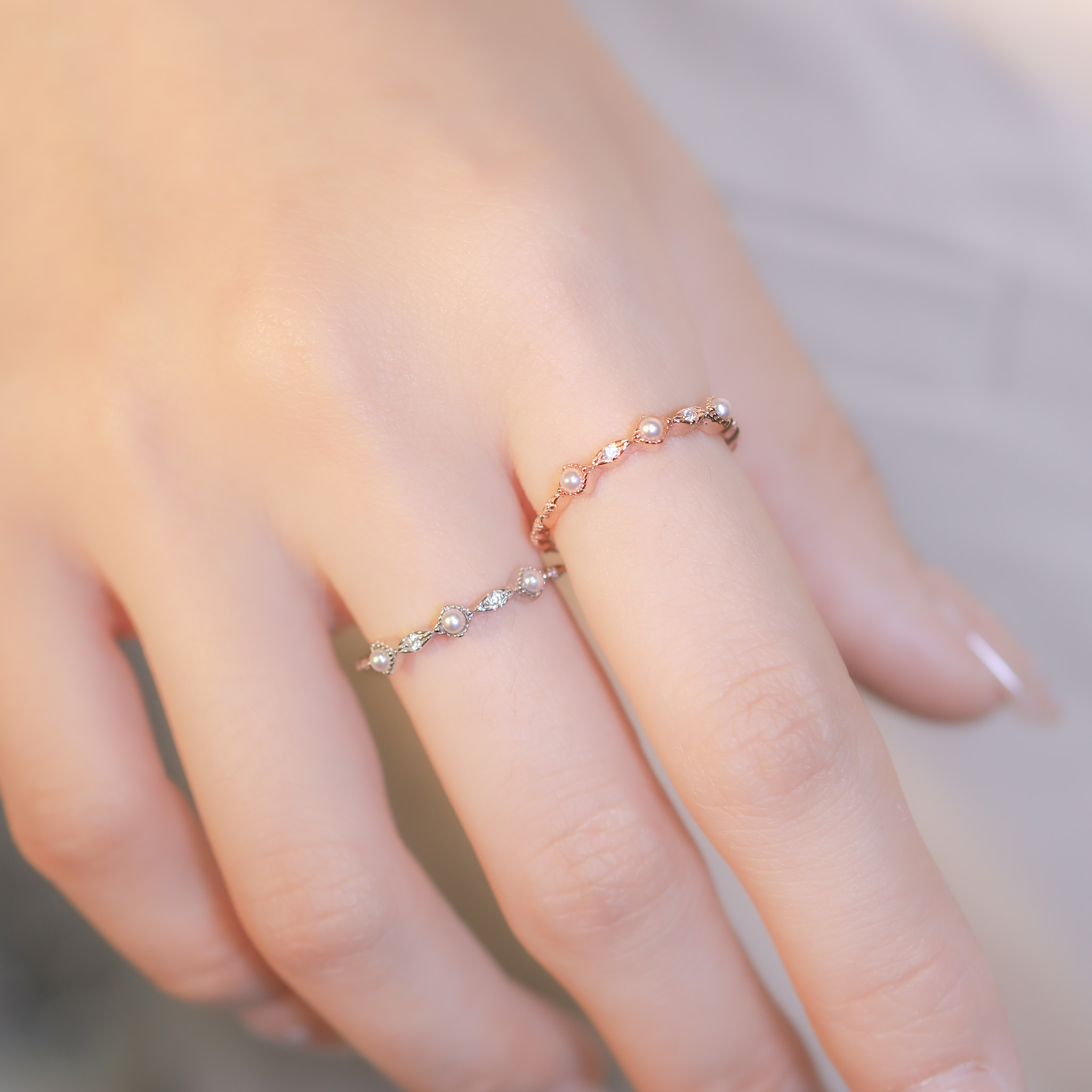 | 925 Silver・White Gold・Rose Gold・Pearl | Elegance Ring （Silver / Rose Gold） | RI0606 |