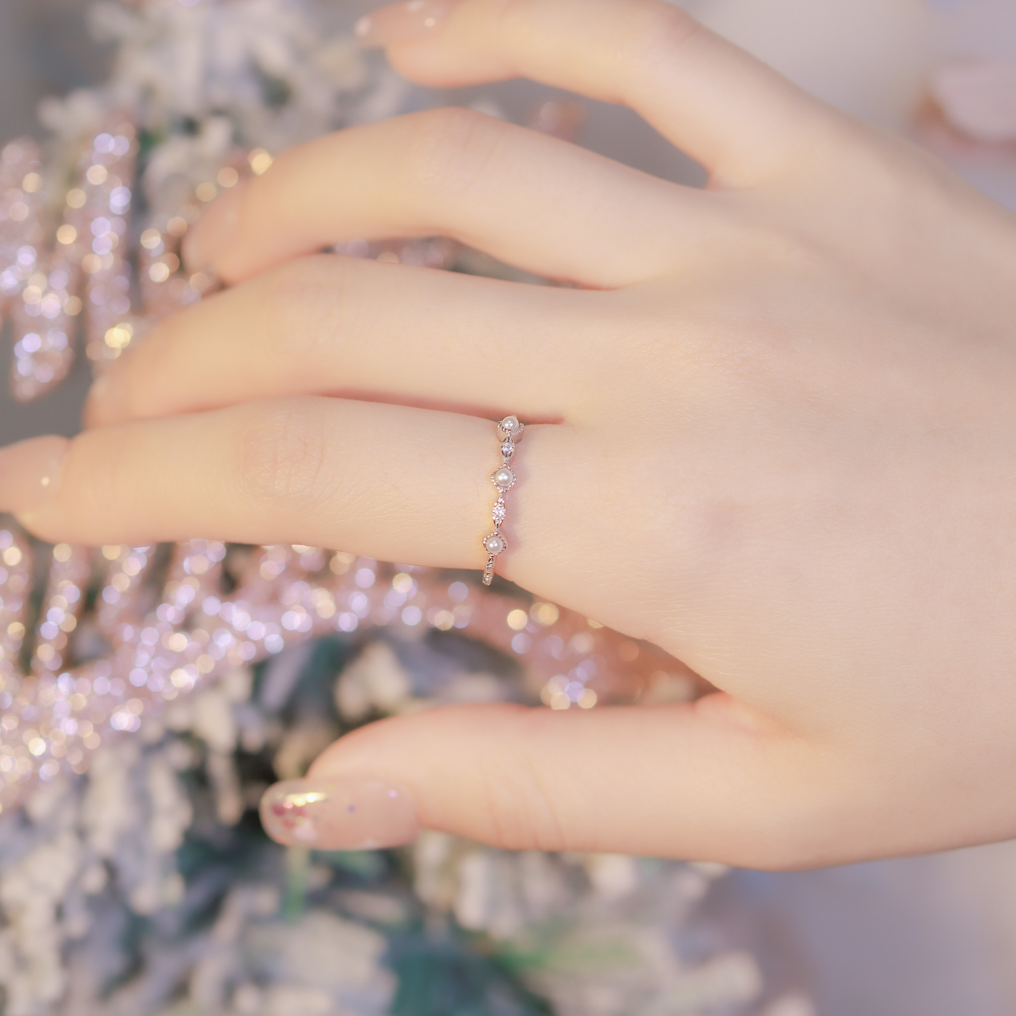 | 925 Silver・White Gold・Rose Gold・Pearl | Elegance Ring （Silver / Rose Gold） | RI0606 |